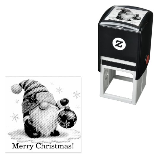 Whimsical Gnome With Ornament Christmas Ornament Permastempel (Beispiel)