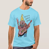 Whimsical Gnome with Peace Guitar, Groovy 60s Vibe T-Shirt (Vorderseite)