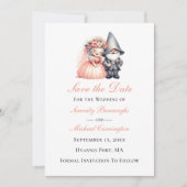 Whimsical Gnome Woodland Garden Wedding Rett Date Ankündigung (Vorderseite)