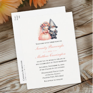Whimsical Gnome Woodland Orange Garden Wedding Einladungspostkarte