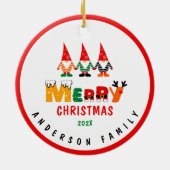 Whimsical Gnomes Frohe Weihnachten Ein Foto Keramik Ornament (Hinten)