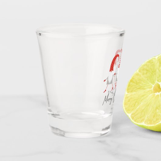 Whimsical Gnomes Frohe Weihnachten Schnapsglas (Links)