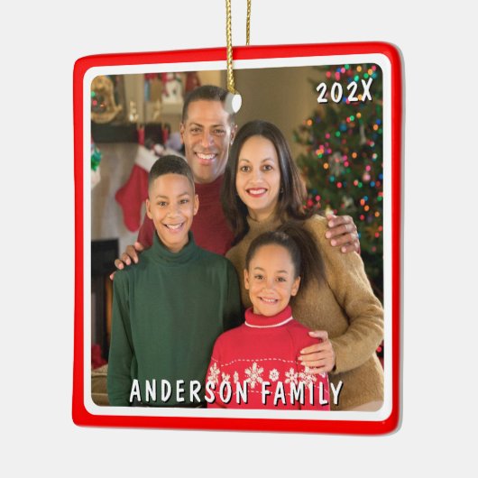 Whimsical Gnomes Frohe Weihnachts-Foto Keramikornament (Links)