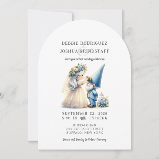 Whimsical Gnomes Fun Wedding Invitation  Einladung (Vorderseite)