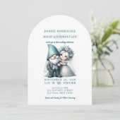 Whimsical Gnomes Fun Wedding Invitation Einladung (Stehend Vorderseite)