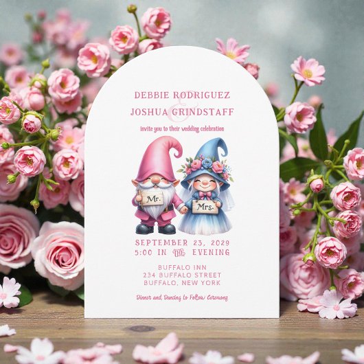 Whimsical Gnomes Fun Wedding Invitation Einladung