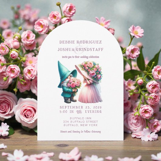 Whimsical Gnomes Fun Wedding Invitation Einladung