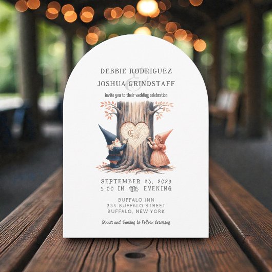 Whimsical Gnomes Fun Wedding Invitation  Einladung