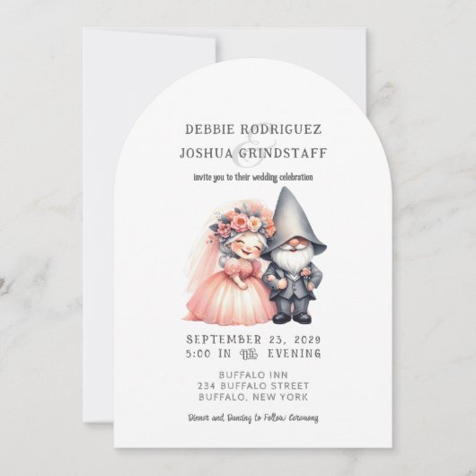 Whimsical Gnomes Fun Wedding Invitation  Einladung (Vorderseite)