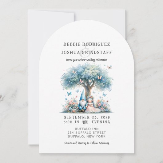 Whimsical Gnomes Fun Wedding Invitation  Einladung (Vorderseite)