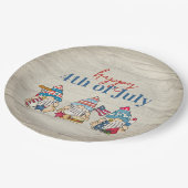 Whimsical Gnomes GRILLEN Bauernhof 4. Juli Party Pappteller (Schrägansicht)