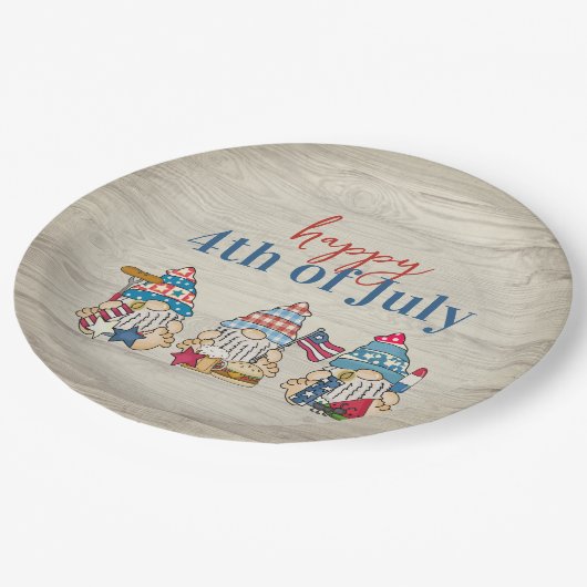Whimsical Gnomes GRILLEN Bauernhof 4. Juli Party Pappteller (Schrägansicht)
