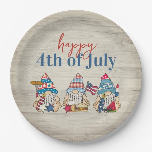 Whimsical Gnomes GRILLEN Bauernhof 4. Juli Party Pappteller (Vorderseite)