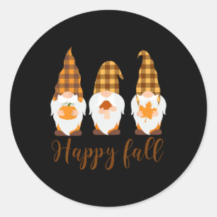 Whimsical Gnomes in Kariert - Happy Fall Funny Runder Aufkleber