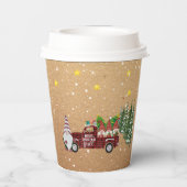 Whimsical Gnomes in Red Truck Weihnachts-Party Pappbecher (Rückseite)