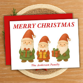 Whimsical Gnomes mit Weihnachtsgeschenken Feiertagskarte