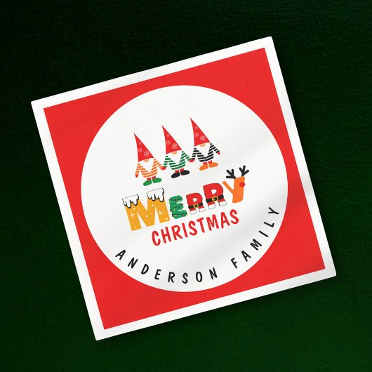 Whimsical Gnomes Playful Schriftartes Farbenfrohe  Serviette