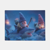 Whimsical Gnomes Riding on Haie Fußmatte (Vorderseite)