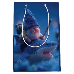 Whimsical Gnomes Riding on Haie Mittlere Geschenktüte