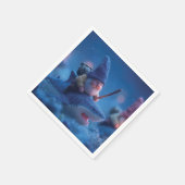 Whimsical Gnomes Riding on Haie Serviette (Ecke)