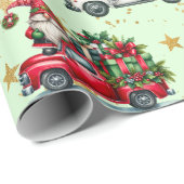 Whimsical Gnomes, Trucks und Gold Foil Stars Geschenkpapier (Rolleneckpunkt)