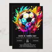Whimsical Goal Editable Soccer Geburtstag Einladung (Vorne/Hinten)