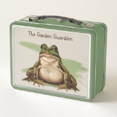 Whimsical Goblincore Frog | Retro Nature Lover Metall Brotdose (Rückseite)