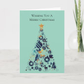 Whimsical Gold Blue Mint Weihnachtsbaum Karte (Vorderseite)