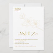 Whimsical Gold Blume Minimal Weiß Einladung (Vorderseite)