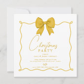 Whimsical Gold Bow Weihnachtsfeier Einladung (Vorderseite)