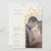 Whimsical Gold Butterflies Boho Foto Arch Wedding Einladung (Vorderseite)