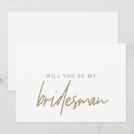 Whimsical Gold Calligraphy Bridesman Request Card Einladung (Vorne/Hinten)