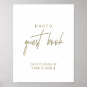 Whimsical Gold Calligraphy Foto Gästebuch (Vorne)