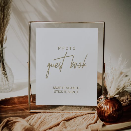 Whimsical Gold Calligraphy Foto Gästebuch