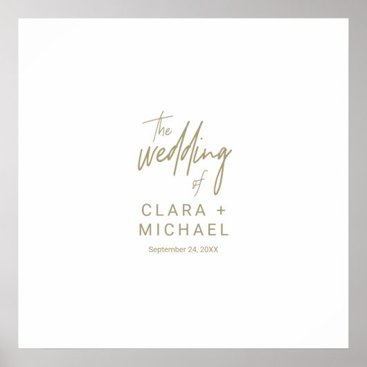 Whimsical Gold Calligraphy Guest Signing Poster (Vorne)