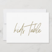 Whimsical Gold Calligraphy Kids Table Wedding Sign Dankeskarte (Vorderseite)