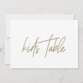 Whimsical Gold Calligraphy Kids Table Wedding Sign Dankeskarte (Rückseite)