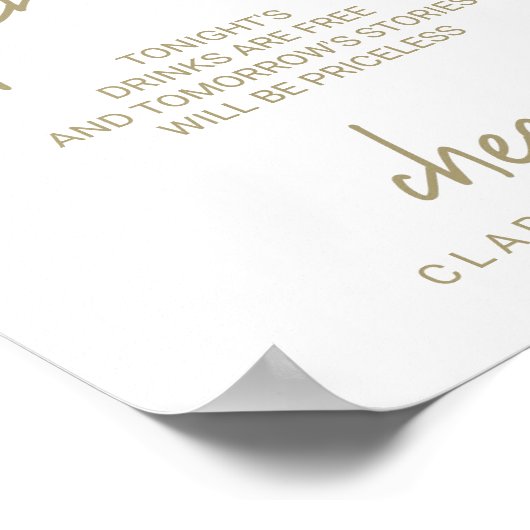 Whimsical Gold Calligraphy Open Bar Sign Poster (Ecke)