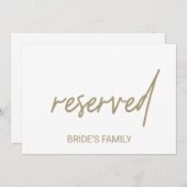 Whimsical Gold Calligraphy Reserved Sign (Vorne/Hinten)