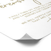 Whimsical Gold Calligraphy Unplugged Zeremony Sign Poster (Ecke)