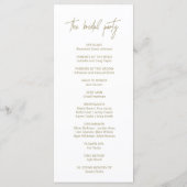 Whimsical Gold Calligraphy Wedding Programm (Rückseite)