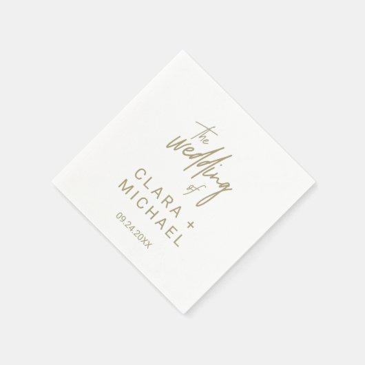 Whimsical Gold Calligraphy Wedding Serviette (Ecke)