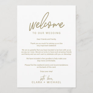 Whimsical Gold Calligraphy Wedding Welcome Letter Programm