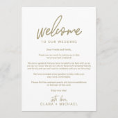 Whimsical Gold Calligraphy Wedding Welcome Letter Programm (Vorderseite)