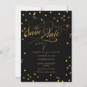 Whimsical Gold Confetti Hochzeit speichern das Dat Magneteinladung (Vorderseite)