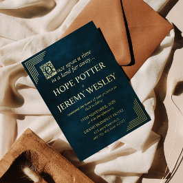 Whimsical Gold Emerald Storybook Fairy Tale Burg Folieneinladung