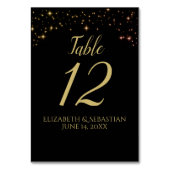 Whimsical Gold Glitzern an der Schwarzen Hochzeits Tischnummer (Rückseite)
