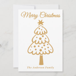 Whimsical Gold Hand gezogen Weihnachtsbaum Feiertagskarte
