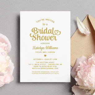 Whimsical Gold Herzschrift Brautparty Einladung