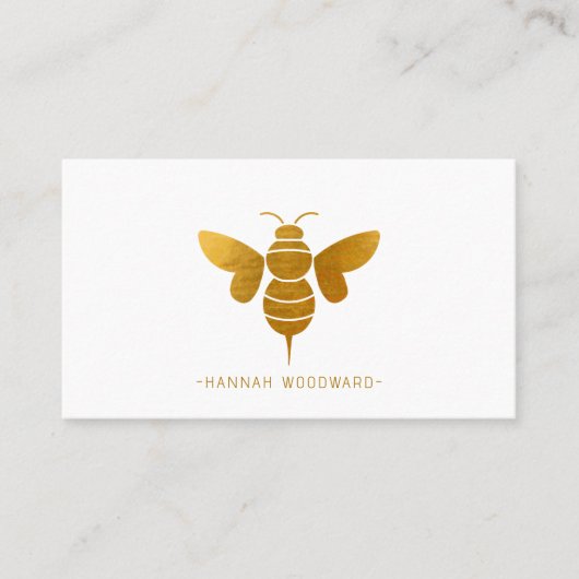 Whimsical Gold Metallic Bee Personalisiert Visitenkarte (Vorderseite)
